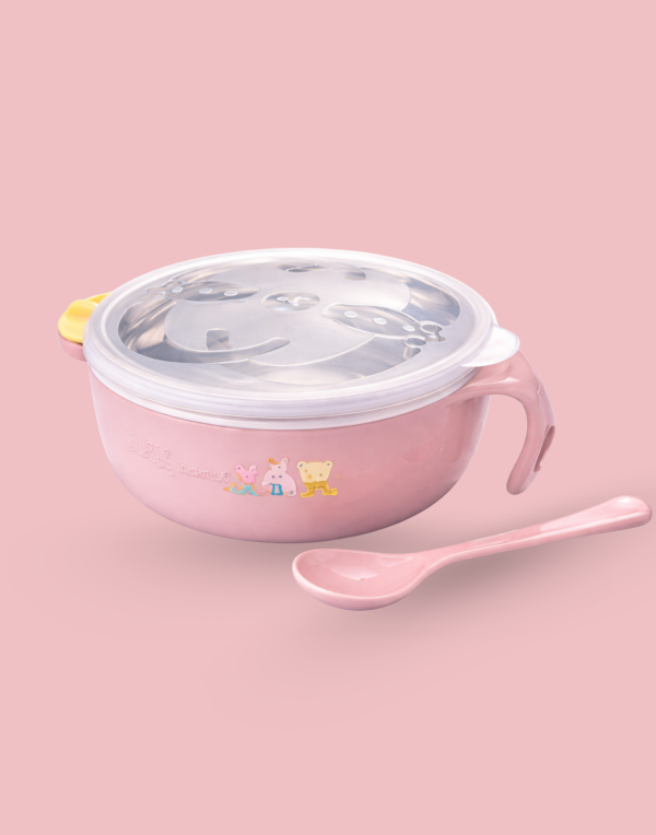 Pink Baby Feeding Bowl Set with Spoon