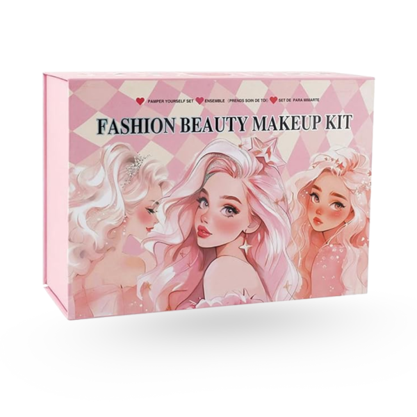 Fashion Beauty Makeup Kit for Kids – Pretend Play Cosmetic Set with Storage Box | Safe Toy Makeup Gift for Girls