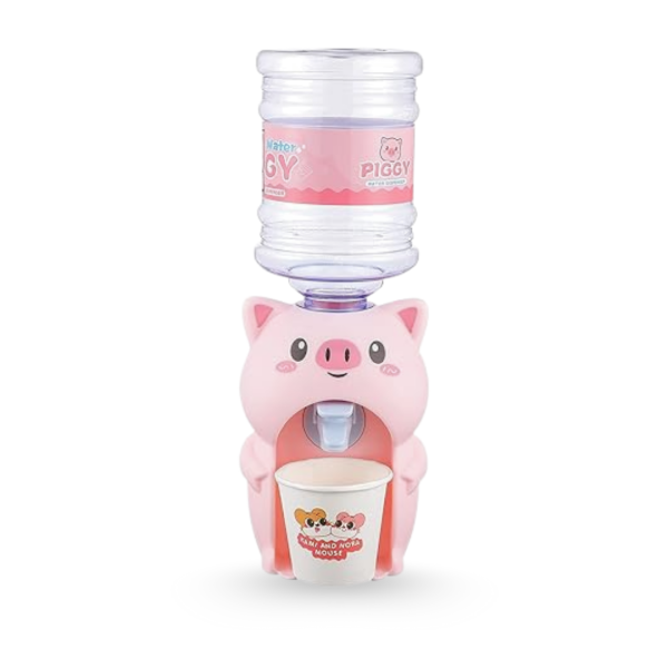 KESYOO Mini Water Dispenser Toy – Cute Pig Drinking Fountain Pretend Play Kitchen Water Cooler for Kids (Pink)