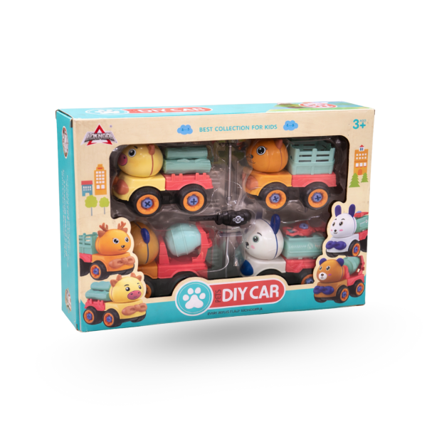 Kids DIY Animal Car Toy Set – Educational Play Vehicles for 3+ Years