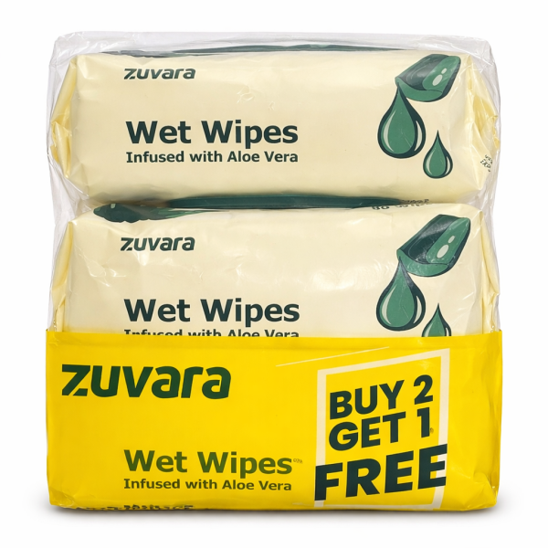 Zuvara Wet Wipes with Aloe Vera – Buy 2 Get 1 Free Pack