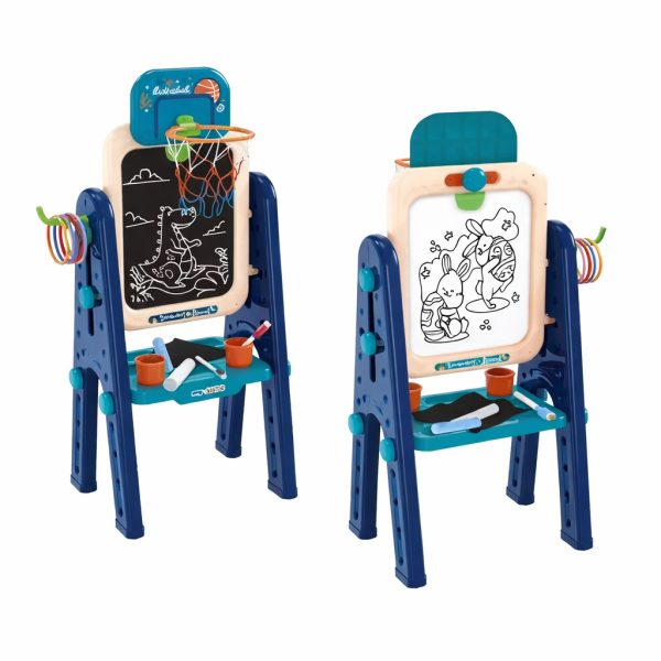 4-in-1 Multifunctional Kids Drawing Board with Basketball Hoop