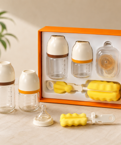 Aidoqi Premium Glass Baby Bottle Gift Set for Newborn Babies