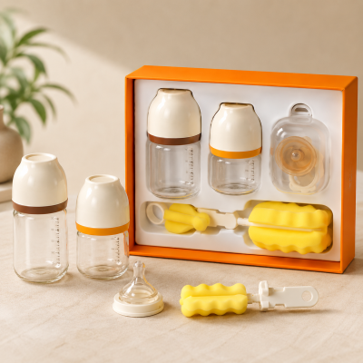 Aidoqi Premium Glass Baby Bottle Gift Set for Newborn Babies