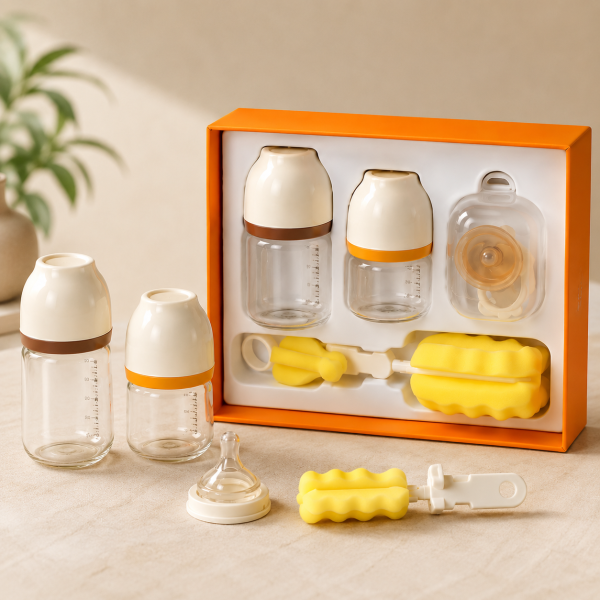 Aidoqi Premium Glass Baby Bottle Gift Set for Newborn Babies