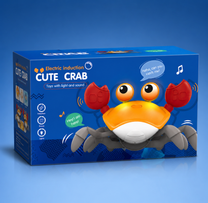 Electric Induction Soft Cute Crab Toy with Music & LED Lights for Kids