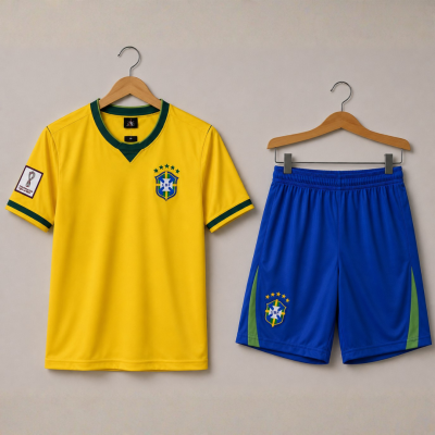 Brazil Football Jersey & Shorts Set for Kids