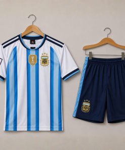 Argentina Football Jersey & Shorts Set for Kids | Sky Blue & White Soccer Kit